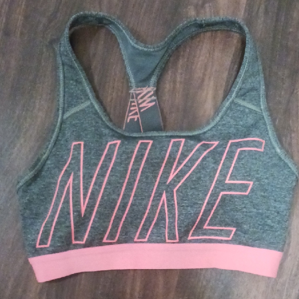 Nike Heather Gray and Orange Sports Bra